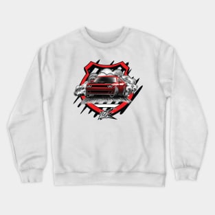 dodge challenger hellcat red drift Crewneck Sweatshirt